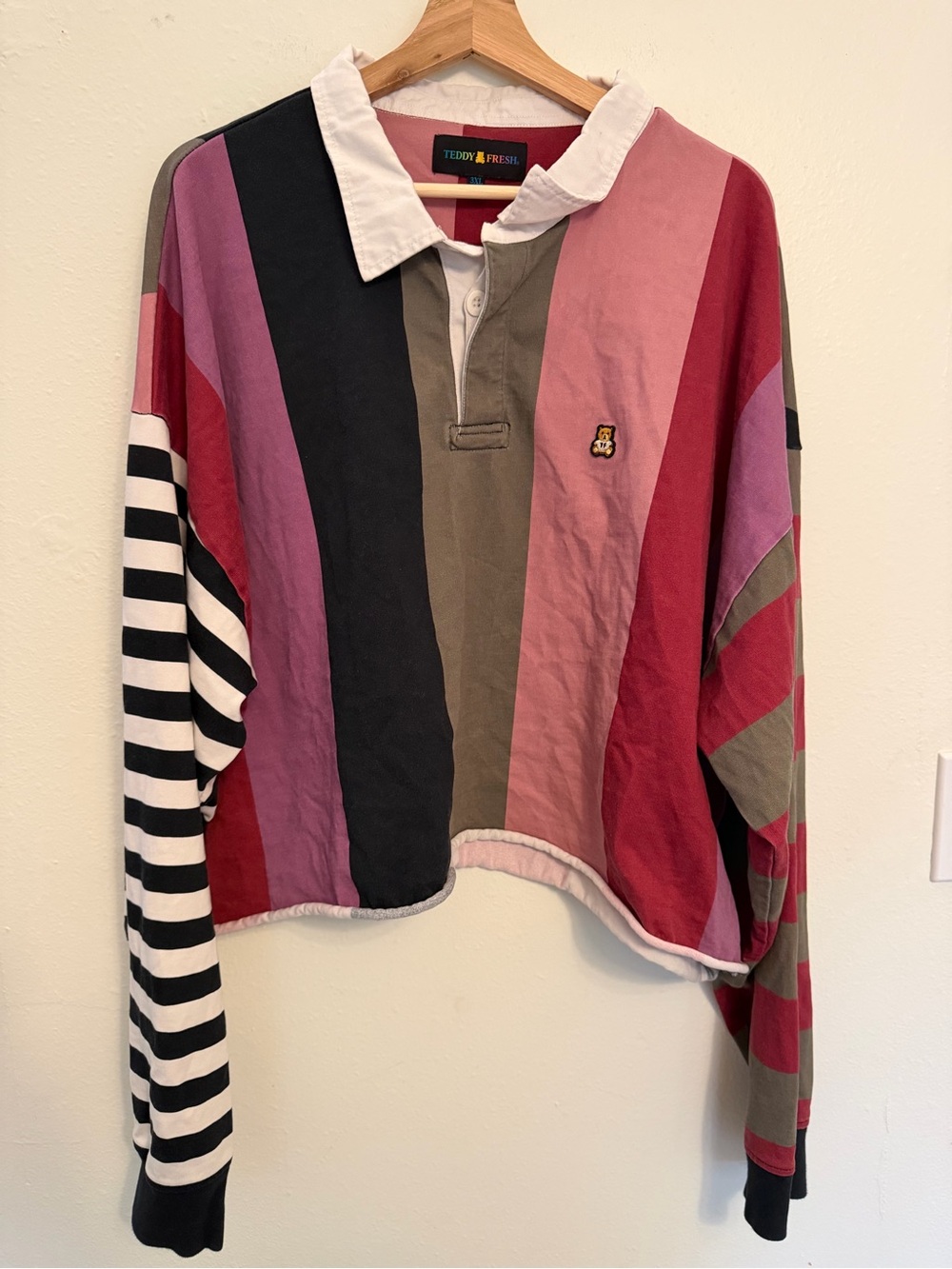 Teddy Fresh Multicolor Striped Rugby Top - Pink, Red, Black, Olive